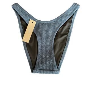 J. Crew NWT Textures Curved Waist Cheeky Navy Bikini Bottom Size XXS